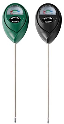Hathdia Soil Moisture Meter, 2 Pack Plant Water Meter Soil Meter Moisture Sensor Hygrometer for Indoor Outdoor Plant Care,No Battery Needed(Green + Black)