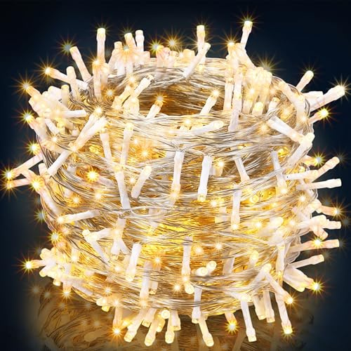 Monzana® Lichterkette 600 LED 60m Innen Außen IP44 Stromsparend Stecker Leuchtkette Weihnachten Weihnachtsbeleuchtung Weihnachtsdeko Girlande Warmweiß