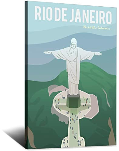 Rio de Janeiro Christus Statue Vintage Reiseposter Leinwand Wand Home Room Decor Kunst Poster Malerei Bild Druck Geschenk Poster