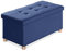 BRIAN & DANY Pouf Contenitore Rettangolare, Panca Con Gambe, Sgabello, Cassapanca da Interno, Baule, Blu, 76 x 38 x 38 cm