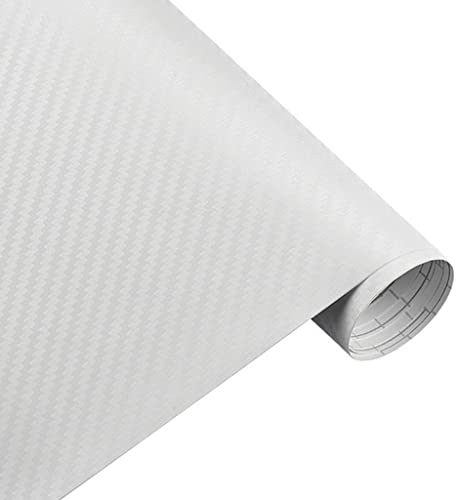 Tuokay, 152 x 30 cm Autoaufkleber, Auto Carbon Folie Aufkleber, Autofolie für Motorrad, Laptops, Handys, PC-Gehäusen, Klebefolie Möbel (Weiß)