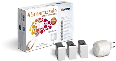Bticino Kit Luci Connesse Matix Smart SAM3601KIT, con 1 Gateway Plug-In S36GWDC e 3 Deviatori Connessi AM4003C, per Accendere e Spegnere le Luci con lo Smartphone o Con Alexa, Siri e Google Home