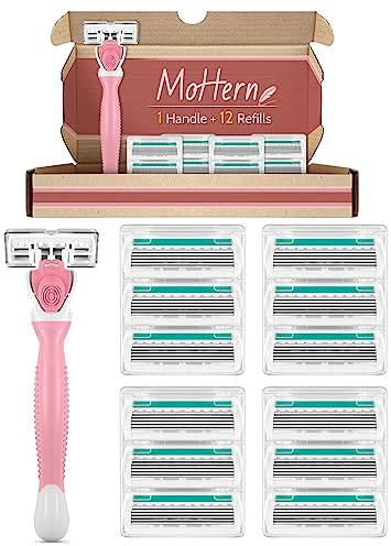 Razors for Women Sensitive Skin, 6 Blades Women’s razors for Shaving, including 1 Travel Razor for Women with 12 Blade Refills