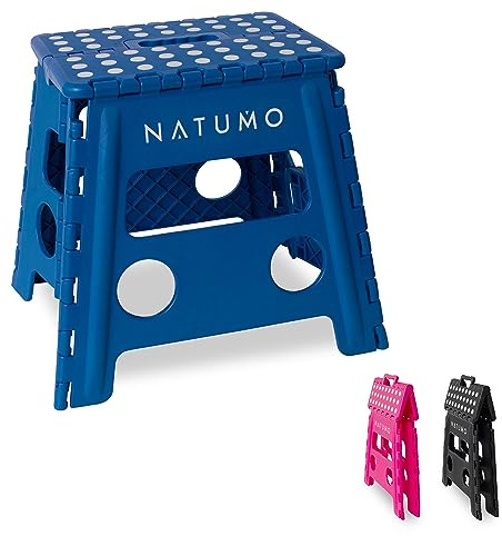 NATUMO® XL Tritthocker Erwachsene & Kinder – extra hoher Klapphocker faltbar 33 cm, bis 150 kg belastbar – Rutschfester Falthocker für Küche, Bad, Camping & Garten (Royalblau)