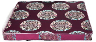 Only My Live Home Custom Size Mandarin Style Plush Chair Cushions - Oriental Vintage Cloth Seat Pads for Dining Chairs,Sofa & Armchairs with Non-Slip Base (17.7x15x1.57 inch, Burgundy 5 Dragon)