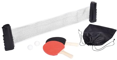 Preiswert&Gut Tischtennis-Set mit ausziehbarem Netz und Bällen, Ping Pong Set für Familie und Freizeit, mobil für jeden Tisch bis 168 cm