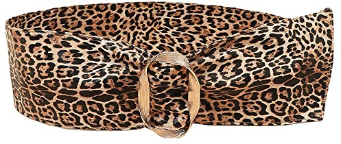CaySep Breiter Damen-Gürtel, Leopardenmuster, PU-Leder, Taillenbund für Kleider, Einheitsgröße, leopard, 105cm/fit for waist 78cm-98cm