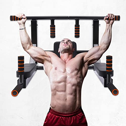 Barra de dominadas para gimnasio en casa, barra de dominadas, multiusos, montaje en pared, multiagarre de acero inoxidable, soporte de entrenamiento de hasta 200 kg para el ejercicio de los músculos