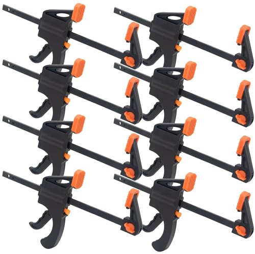 4 Inch Bar Clamps for Woodworking, 8 Pack Quick Grip Clamps Trigger Clamp One Handed Ratchet Clamp, Mini Small Bar Clamp for Craft Woodworking Clamps for Crafts Wood Gluing