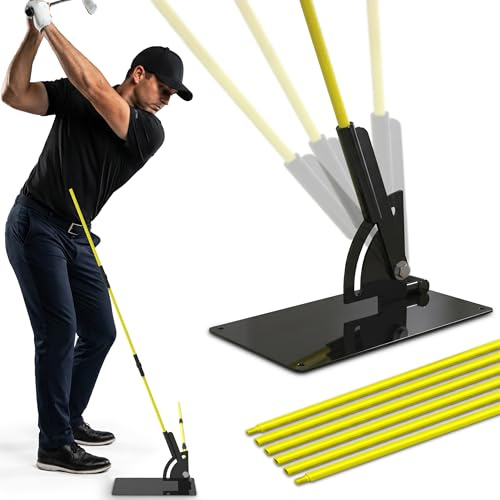 Golf Swing Plane Trainer with Alignment Stick Holder | Golf Alignment Stick Holder Training Aid for Swing Path, Tempo & Ball Striking | Adjustable Golf Training Aid for Indoor & Outdoor Practice