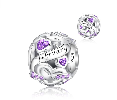 Alstiva Geburtsstein Charm 925 Sterling Silber 5A Zirkonia Anhänger für Europäische Armbänder und Halsketten - Schmuck Geschenk für Damen