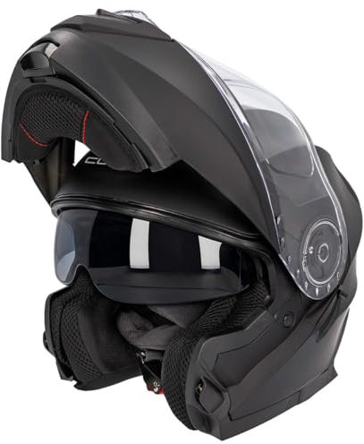 Casco Moto Modular Curve Krypton Negro Mate, Material ABS, Visor Solar Ahumado, Cierre Micrométrico, Adultos, Hombre y Mujer, ECE 22.06 (M)