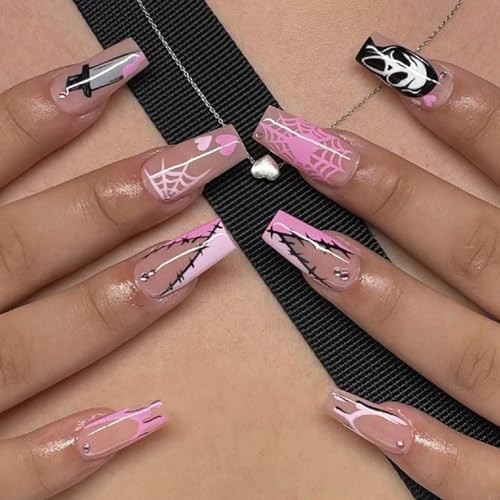 Boloshine Halloween Nagelsticker, 20 Stück Halbgehärtete UV Gel Nail Wraps, Selbstklebend Gel Nagellack Streifen in Salonqualität für Halloween Party - Verzerrtes Geistergesicht