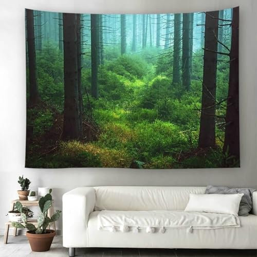 Wycian Tapisserie Stoff Wandbehang Wald Mehrfarbig Wald Mikrofaser Wandtücher Outdoor Upgrade Vertikale Ausrichtung Weich 150X130cm （Breite x Höhe）