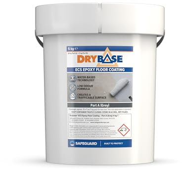Drybase ECS Epoxy Floor Paint 5 Kg (Grey) - Waterproof Concrete Floor Paint for Garage, Kitchen or Industrial Factory