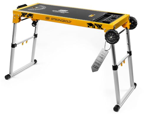 STRONGBOLD StrongBench B910 ❘ Multifunktionaler Werkstatttisch ❘ Höhenverstellbare Werkbank Werkstatt mit Höhenverstellbarer Arbeitsplattform ❘ Werkbank Klappbar ❘ Funktionalität als Handwerker-Liege
