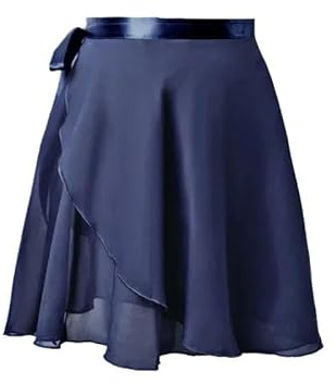 Balettkjol kvinnor danskjolar snörning chiffong balettkjolar flickor trikåer kjol balett övning dans minikjolar, Mörkblått, Height 100cm-135cm