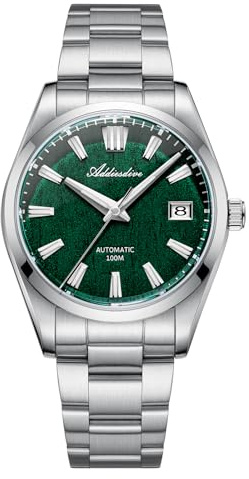 ADDIESDIVE Automatisk klocka män NH35A rörelse safir kristall 39 mm lyxig mekanisk klocka för män 100 meter vattentät, gRÖN, Klassisk