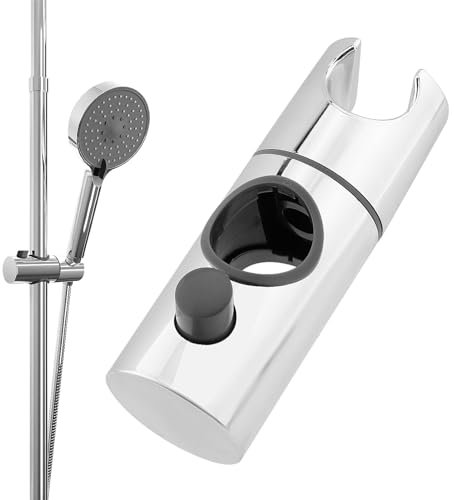 Supporto per doccetta regolabile, supporto per doccia, girevole a 360°, supporto per doccia regolabile, per barra scorrevole da 25 mm, diametro esterno (argento)