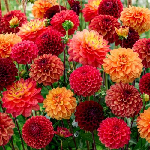 Dahlias Bulbes Indian Summer Collection - 5 Bulbes de Fleurs à Planter Exterieur - Plante Exterieur Jardin - Naturelle Plantes de Hollande (pas de graines, non artificielle)