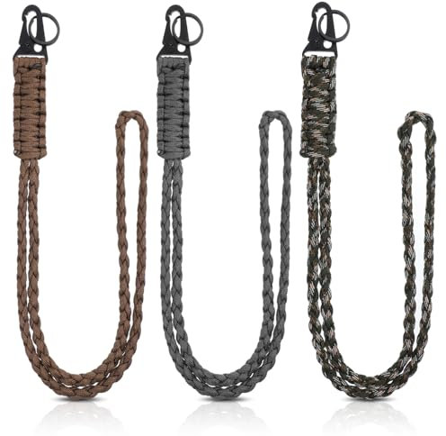 simarro 3 Stück Paracord Schlüsselanhänger, Geflochtenes Umhängeband Lang Lanyard Schlüsselband mit Adlerschnabelknopf für Schlüssel Ausweishalter Passen Männer Frau