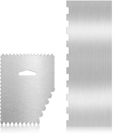 TakFree Metal Cake Scraper Buttercream Smoother, Cake Edge Scrapers Stainless Steel Cakes Icing Smoothers for Buttercream Cakes Icing Frosting
