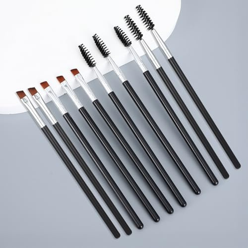 10 PCS Eyebrow and Eyelash Brush Set, Portable Eye Brush Eyebrow Brushs Reusable Spoolie and Angled Brow Brushs, Fine Angled Eyeliner-Brush Eyeliner Makeup Brushes Set Mini Eyelash for Tinting Angleds