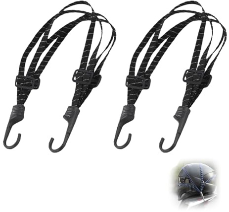 2er Set Gepäck Spanngurte, 60cm, Verstellbar und Reflektierend, Robuste und Kratzfeste Spanngummis, Ideal für Fahrrad Gepäckträger und Motorrad, Schwarz, belastbare Expander Spanngummi