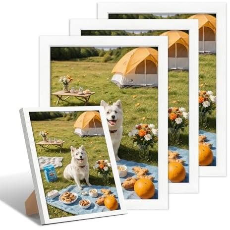 FajerminArt 4 Pack Bilderrahmen a4 Weiß, 20x30cm Holz Fotorahmen,MDF Holz Rahmen, Posterrahmen mit Acrylglas, Bilderrahmen für Fotos, Zertifikate und Poster, für Wandmontage oder Tischgerät