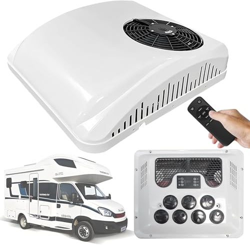 Climatiseur de Camping-Car,Climatiseur de Toit de Camping-Car pour Camions,Camping-Cars et Caravanes,Refroidissement/Chauffage Efficace pour Un Voyage Confortable Dans Les Remorques et Les,12V