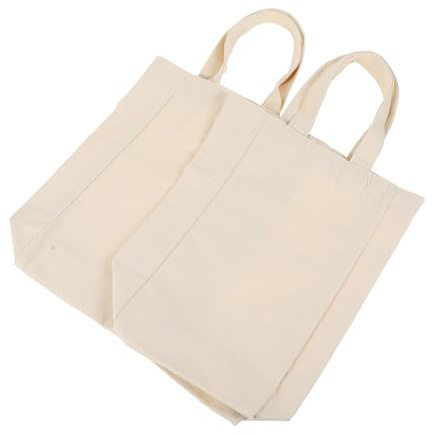 ROMISBABA 2 Stück Canvas Weinflaschentasche Beige Tragetasche für Flaschen Rotwein Geschenkverpackung mit Großem Innenraum und Tragegriff für Weihnachten Geburtstage und Partys
