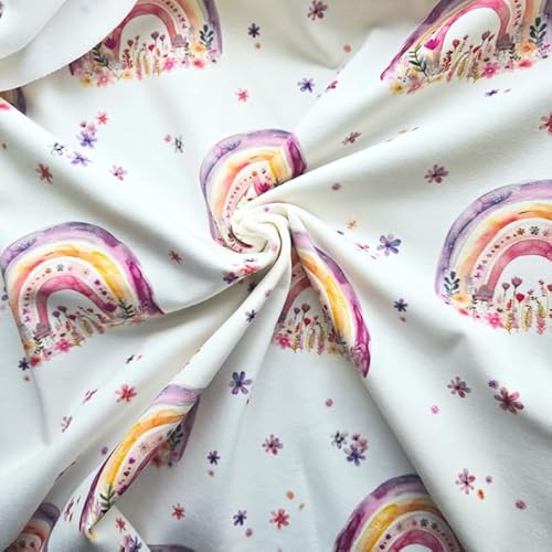 PAWOTEX Jersey stoff meterware Kinder Jersey stoff Bio Baumwollstoff meterware mädchen jungen zum Nähen 92% Baumwolle 8% Elasthan 175cm x 50cm weich, elastischer hautfreundlich Einhörner