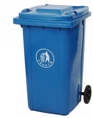 Contenedor Basura Exterior Grande Ruedas Papelera Reciclaje Tapa Resistente Impactos Ideal Garaje Terraza Duradero Desgaste(Blue,100L)