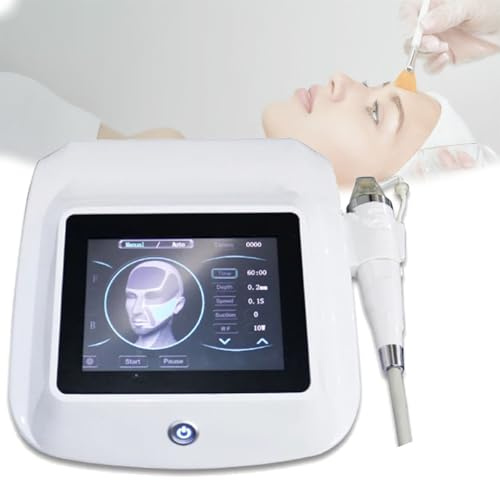 Home-Use Radio Frequency Microneedling Beauty Device, Equipped with 4 Needle Heads and 2 Handles and A 2-In-1 Fractional Cold Hammer for Facial and Body Lifting and Wrinkle Removal.