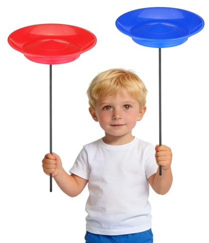 GALPADA 2 Sets Jonglierteller mit Stäben, Farbenfrohes Jonglierset für Zirkusshows Und Kinder, Drehbare Kunststoffteller für Partyspiele Und Akrobatikübungen