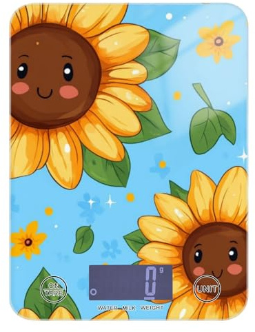 Blue Sunflower Easy Clean Bilancia digitale per alimenti 12 lb/0 18oz 5kg/5g (Scenario) Piccola bilancia digitale da cucina con 4 unità per cottura cottura pesa para comida