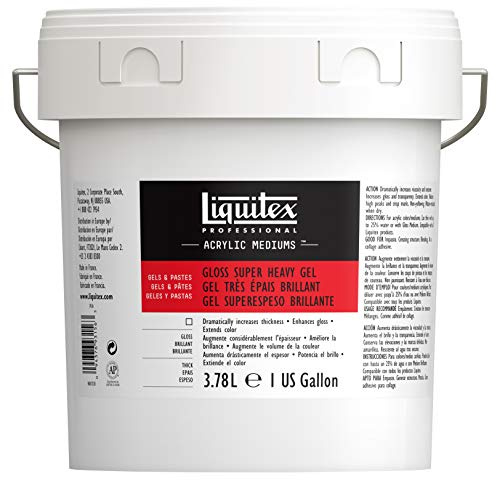 Liquitex 7436 Professional glänzendes sehr schweres Gel Medium für Acrylfarben, ideal für hohe Spitzen und skulpturierte Aufträge, hoher Oberflächenwiederstrand - 3,78 Liter, Transparent glänzend