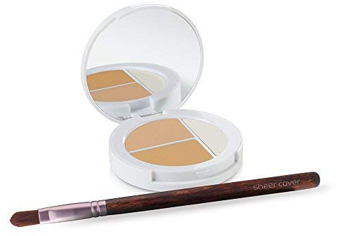 Sheer Cover Studio – Conceal and Brighten Highlight Trio – Two-Toned Concealers – Shimmering Highlighter – Light/Medium Shade – With FREE Concealer Brush – 3 Grams