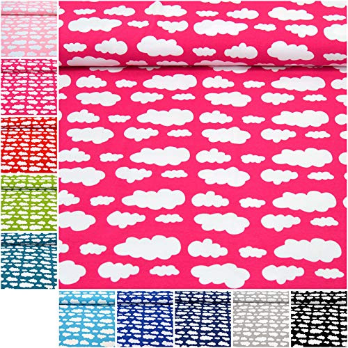 MAGAM-Stoffe Lena Wolken Jersey Stoff Oeko-Tex Meterware 50cm (02. Pink)
