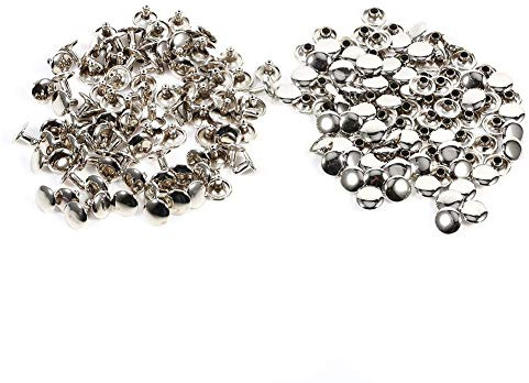 Akozon Doppelkappe Nieten 3 Farben 100 Sets 8x10mm Doppelkappe Niet Metall Lederhandwerk Reparaturen Nieten Spike Dekoration für DIY Leder Handwerk Reparieren Snap