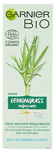 Garnier Bio Gesichtscreme Lemongras, erfrischend, natürliche Gesichtscreme, feuchtigkeitsspendend und ausgleichend, Formel mit Zitronengras, für normale oder Mischhaut, 50 ml