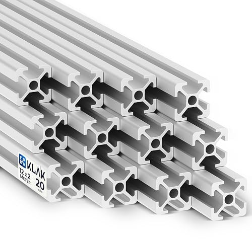 KLAK 20 - Aluprofil 12 Stück 20x20mm 2m System-, Konstruktionsprofil Nut 6 | Für Camperausbau, Anhänger & Möbelbau. Kompatibel mit Nut-6-Zubehör. Eloxiert, witterungsbeständig, 12 × 2 m = 24 m, silber