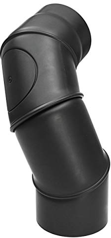 Raik Senotherm Coude de tuyau de fumée, multicoude, réglable de 0 à 90°, avec ouverture de nettoyage, en tôle d'acier de 2 mm, noir, Ø 150 mm, pour cheminée, chaudière à bois, fabriqué dans l'UE