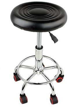 Arbeitshocker,Rollhocker Friseur Hocker Barhocker Hocker mit Rollen Höhenverstellbarer Friseur Hocker Salon-Drehstuhl Tattoo Massage Spa Chair, 40x(45-55) cm - Schwarz