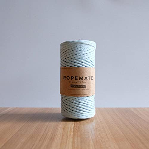 WEDSA Premium Soft Cotton Cord 3MM 100M - 1 Einzelstrang - Farbig-China, Babyblau