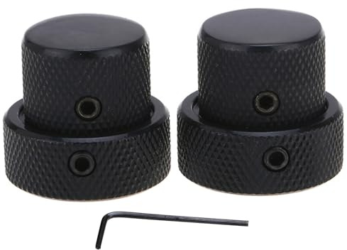 Musiclily Pro Universal Dual Concentric Stacked PotiKnöpfe Schwarz 2 Stück | Stahl, für E-Gitarre Bass