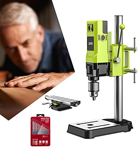 ZhiLianZhao Taladradora de Columna, Broca de Mesa Soporte de Taladro, con Ajuste 6 Velocidades, para Aficionados Bricolaje, Control Preciso, Producción Artesanal,E