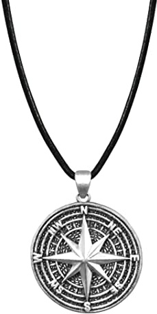 Edellis Kompass Halskette 925 Sterling Silber Herren Schmuck Anhänger Halskette Freund Geschenke Herren Anhänger Nordstern