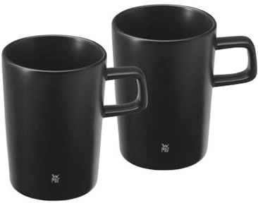 WMF Kineo Tassen Set 2-teilig, große Kaffeetasse 250ml, Kaffeebecher aus Steinzeug matt, Teetasse, schwarz