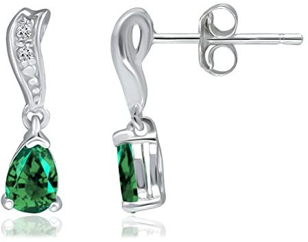 Stilvolle Ohrringe aus 925 Sterling Silber mit Grün Quarz in Tropfenform | Ohrhänger für Damen/Mädchen